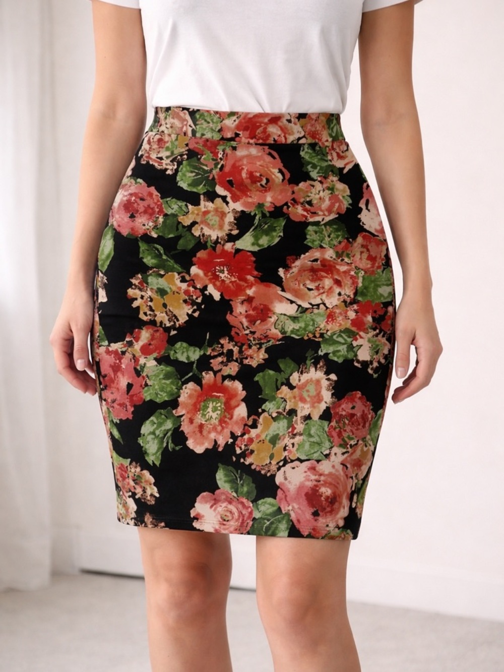Talbots Floral Cotton Stretch Pencil Skirt – Size 8